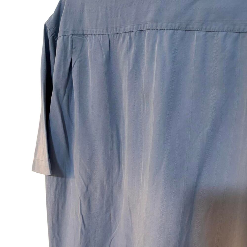 Pronto Uomo 100% Silk Blue Short Sleeve Button Up Shirt Men’s XL Luxury - Picture 7 of 7